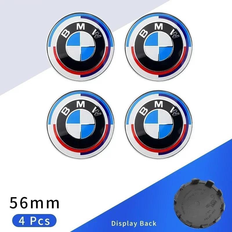 BABA1 4pcs 56mm Car Wheel Center Hub Cap Emblem Stickers Styling For BMW M Performance 1 3 5 7 Series X1 X2 X3 X4 X5 X6 X7 M3 M5 M7