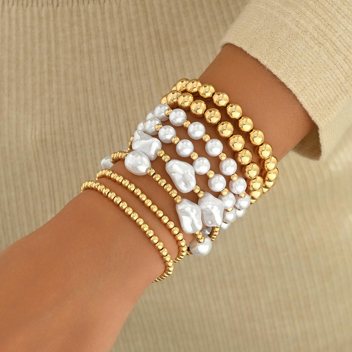 

Браслет набор геометрический жемчуг плетеный дизайн браслет как долго набор универсальные украшения женщины