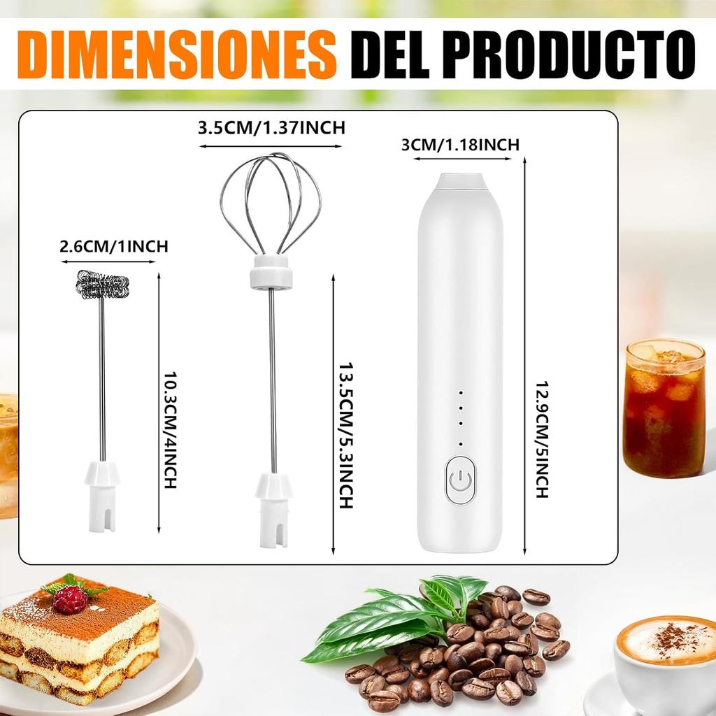 electric milk frother handheld 3 speed dual whisk stainless steel coffee foam mixer white