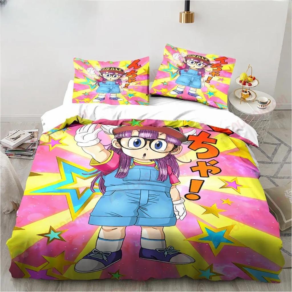 New Cute Cartoon DR Slump Arale Anime Bedding Set King Twin Double Microfiber Polyester Duvet Cover
