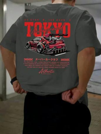 Pure Cotton Unisexs ShortSleeved TShirt with Printed Round Neck Fashionable Versatile Unique Racing Style Trendy Casual Top