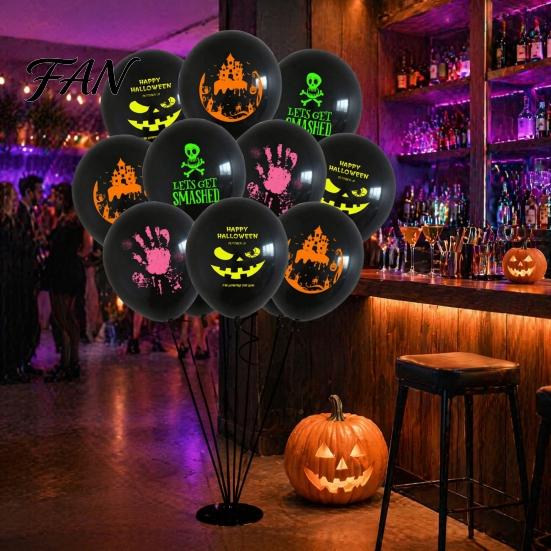 Glowing Holiday Ornaments 12PCS Halloween Fluorescent Balloons, Durable Latex Party Decorations, Glow In The Indoor Outdoor Decor Dark Festive