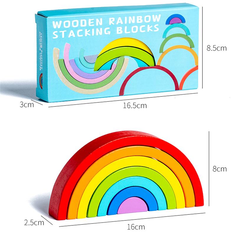 Arch Bridge Rainbow Building  Kids Wood Stacker Baby Toy Color Cognitive Children Montessori Educational Wooden Toys