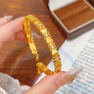 18k Zircon Iris Flower Opening Bracelet Light Luxury High-end Bracelet Retro Design Temperament Jewelry