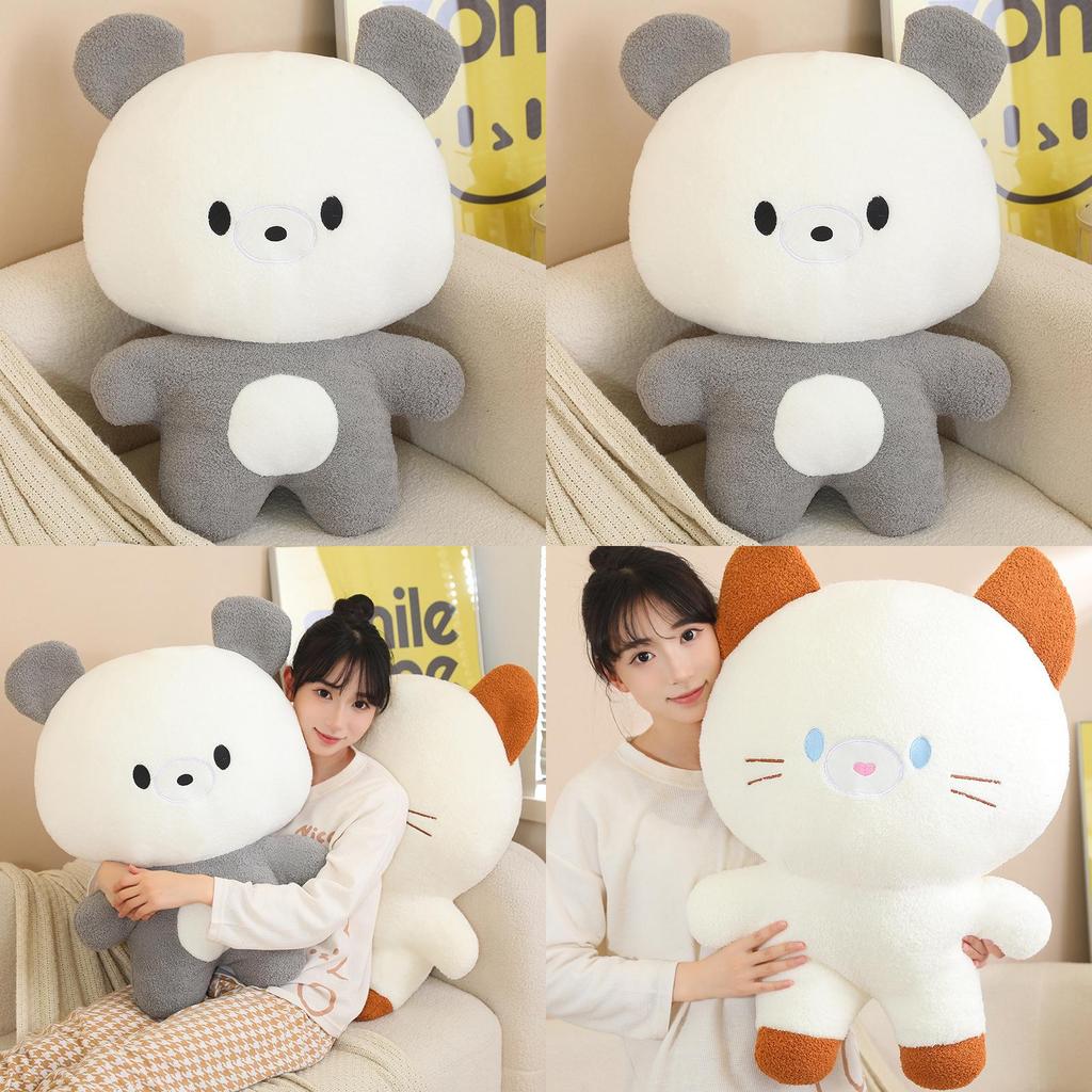 Adorable Plush Toy Bear And Cat Cuddly Pillow Perfect For Kids Birthday Gifts