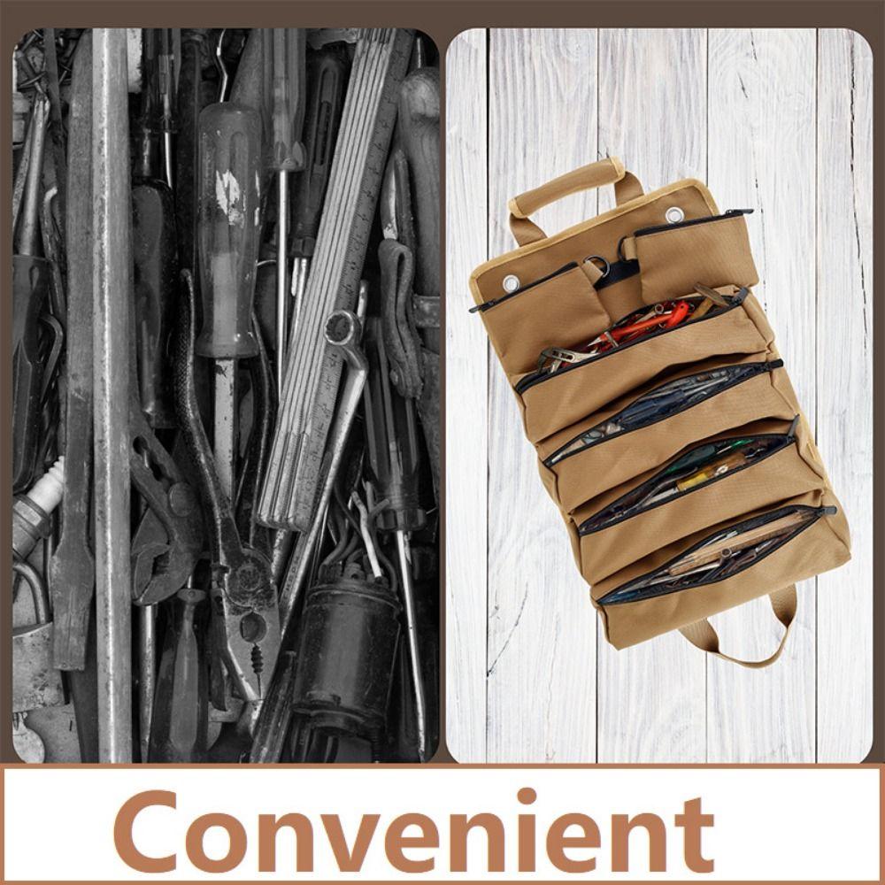Multiple Pockets Tool Bag Durable Material High Quality Hardware Tool Storage Portable Design Rolled Up Tool Organizer