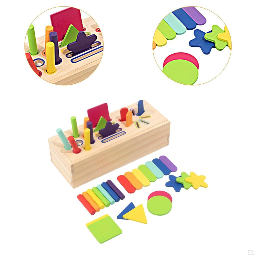 Wooden Play Set Shape Sorting and Stacking Toy Early Educational Gifts Object Permanence Box