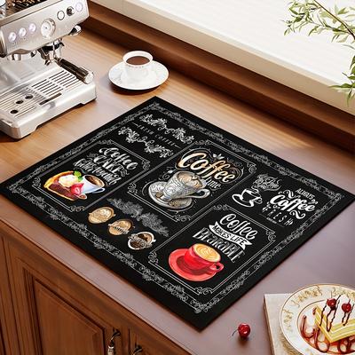 1 Adet Kahve Kauçuk Kurutma Matı Retro Kahve Sofrası ile Kahve Dükkanı Mutfak Halısı Sofra Takımı Dayanıklı Diatomlu Çamur Masa Matı Evcil Hayvan Kahve Takımı Matı