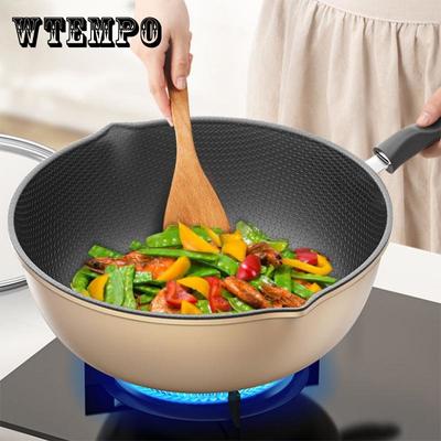 Wok-pan met antiaanbaklaag Huishoudelijke kookpan Inductiekookplaat Gasfornuis Pan Frituren Multifunctioneel