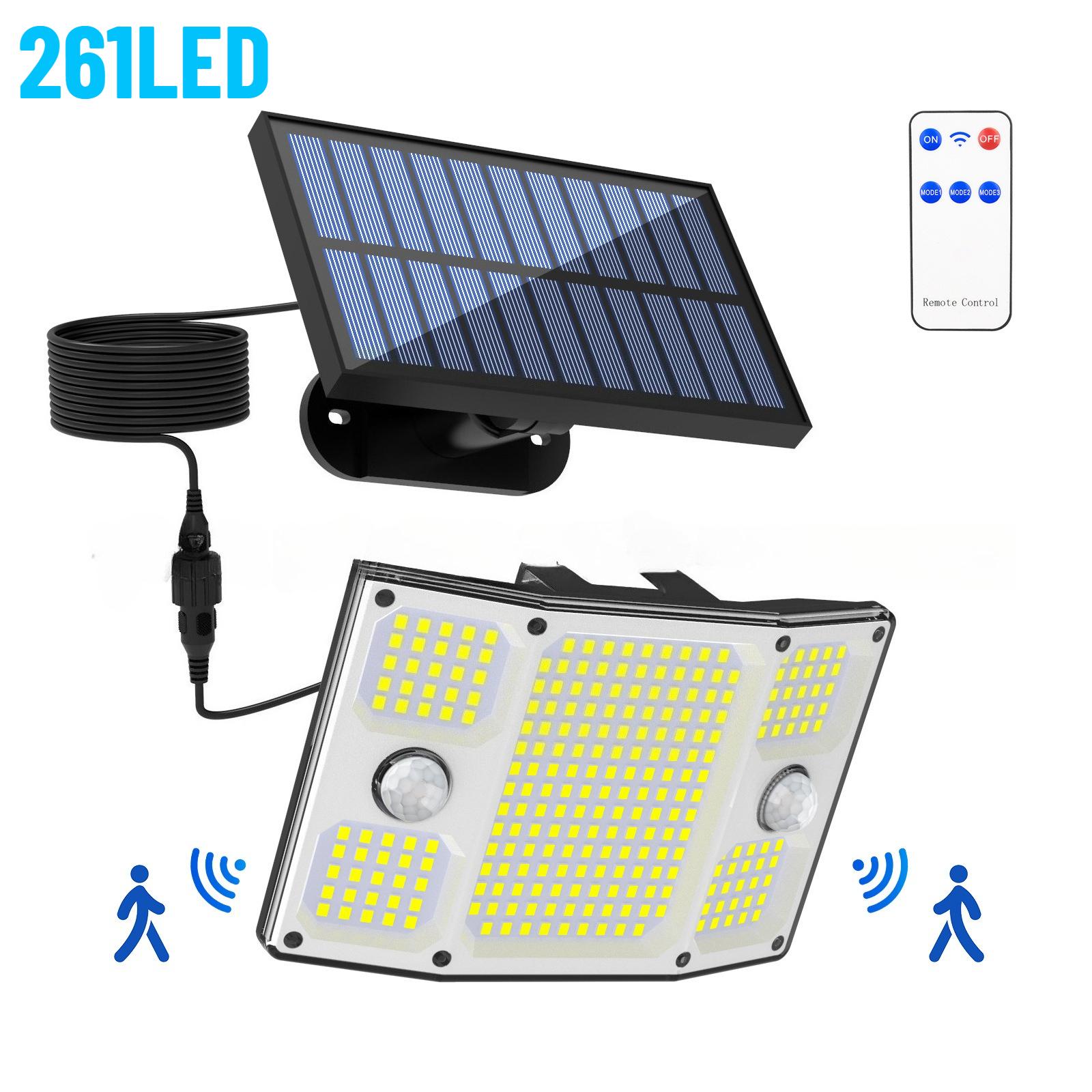 

261/243LED Outdoor Solar Lights Garden Solar Powered Security Light Flood Light Motion Sensor 3 Mode Waterproof Garden Shed Yard 261LED-1PC