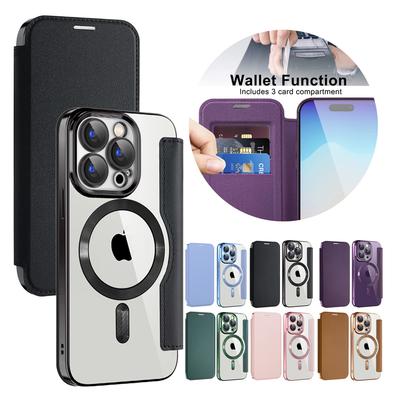 Flip Leather  Case for For Iphone 17 Air 16e 16 Promax 14 12 13 15 Pro Max Plus Card Holder Magnetic Wireless Charger Cover