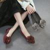 Genuine Leather Flower Low Heeled Shoes Retro Lightweight And Comfortable Women's Slip-on Shoes