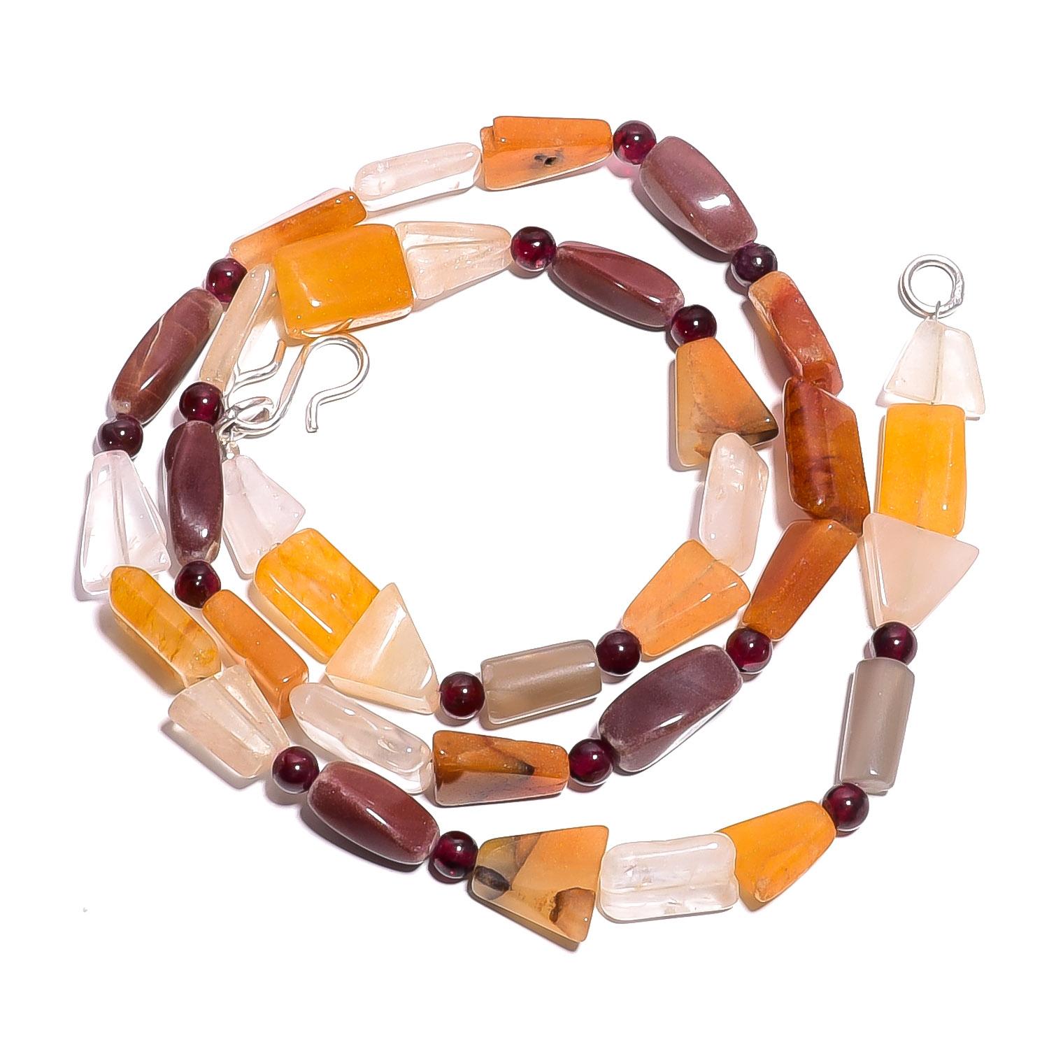 

Натуральный мультикамень Авантюрин Гранат Гладкие бусины Ожерелье 17 UB-4770 UB-4770