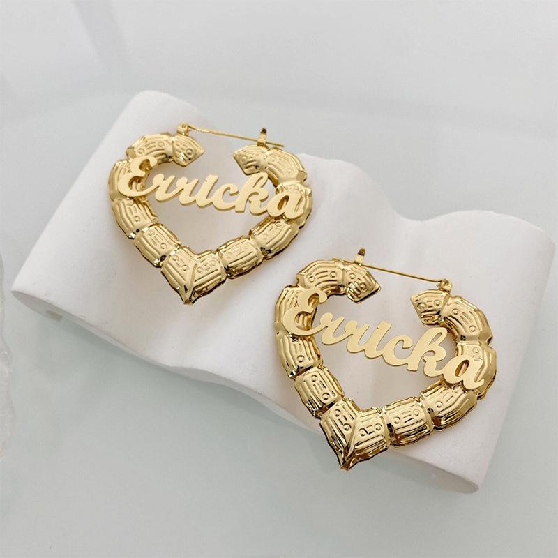 Lateefah Best-Selling Retro Exaggerated Love Stainless Steel Bamboo Earings for Women Creative Fashion Hoop Earrings