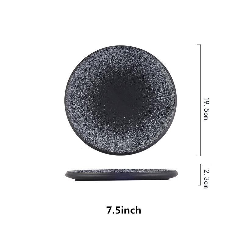 Steak plate plate Household creative black sushi Commercial Japanese food Dim sum flat plate breakfast dishes and plates sets
