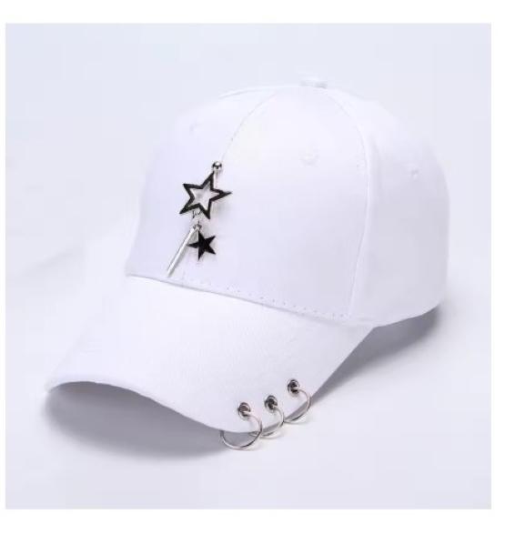 Baseball Cap Hat Metal Ring Chain Spring Summer Autumn Punk Hip Hop Rock Adjustable Unisex Men Women Outdoor Casual Cotton