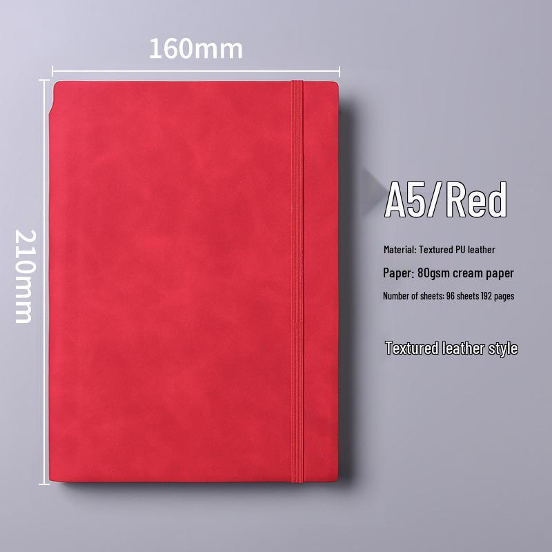A5 Soft Leather Elastic Band Notepad - Custom Logo, Business Meeting, Office Plain Color Notebook