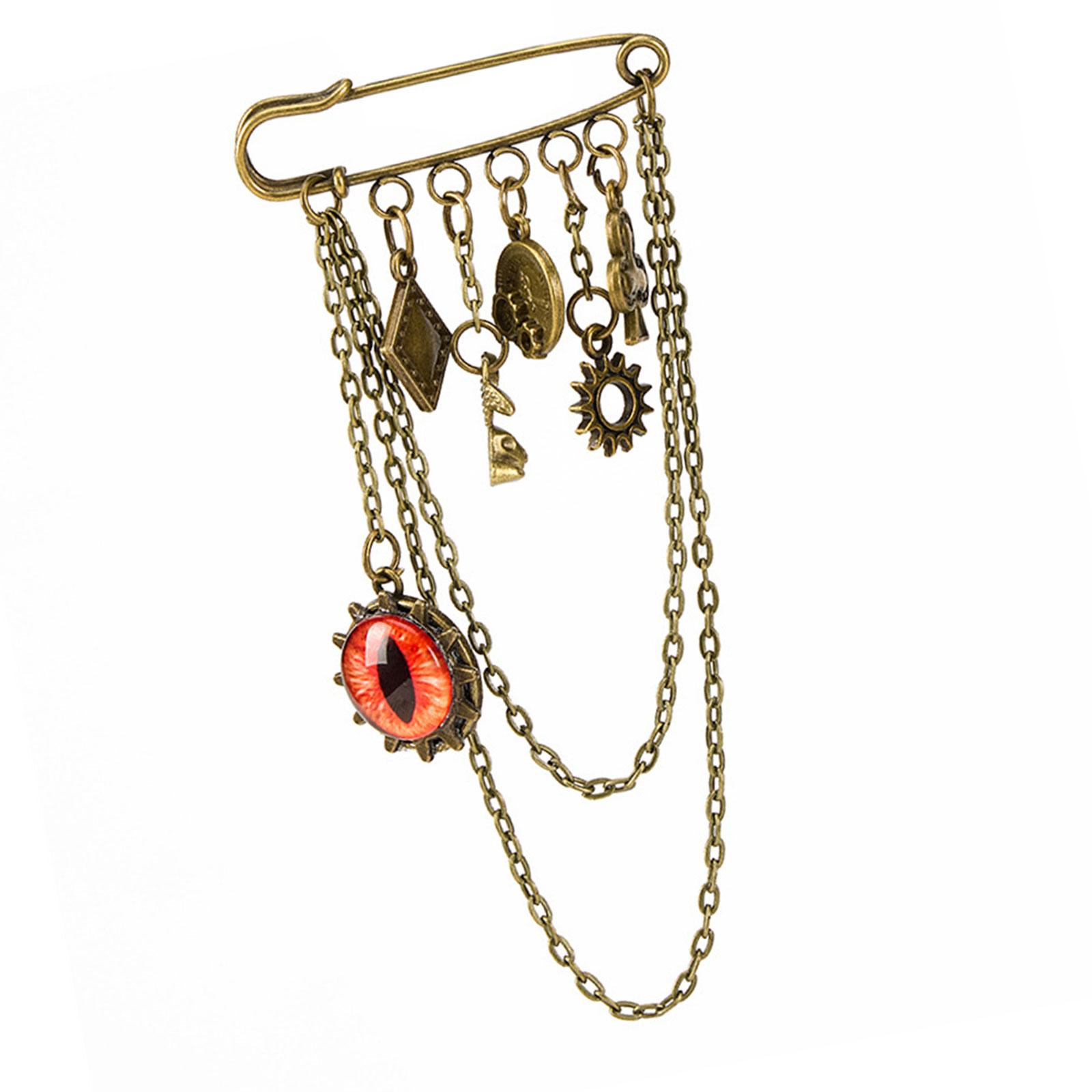 

Edgy Gothic Crosses Brooch With Detachable Chain Design Perfect For Concerts Parties And Casual Wear A