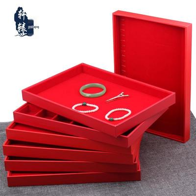 Red Jewelry Display Tray for Rings, Necklaces, Bracelets, and Earrings