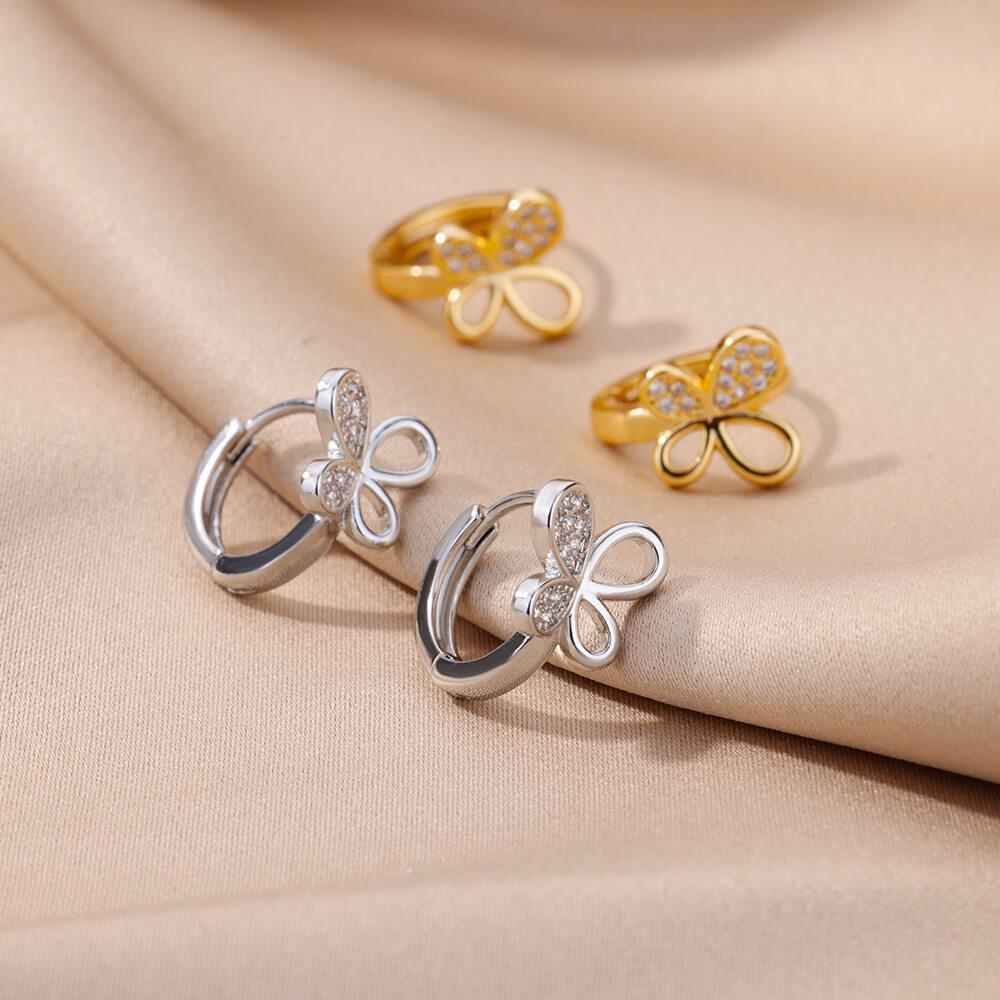 Fashion Rabbit Crystal Hoop Earrings For Women Zircon Leopard Head Owl Elephant Butterfly Earring Animal Jewelry Wedding Gift