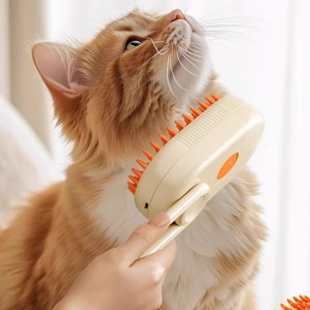Elektrische Bürste Tierhaarkamm Dampfspray Entwirrungsfunktion Katzenkamm Massagefunktion 3-in-1-Design Tierpflegebürste Hundebad