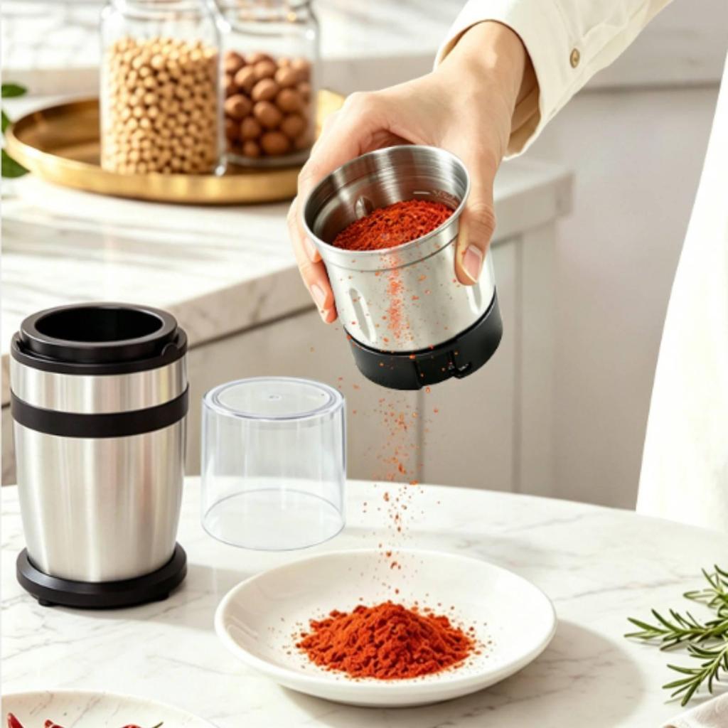 Electric Grinding with Detachable Cup Stainless Steel Wet and Dry Easy to Clean Blending for Home