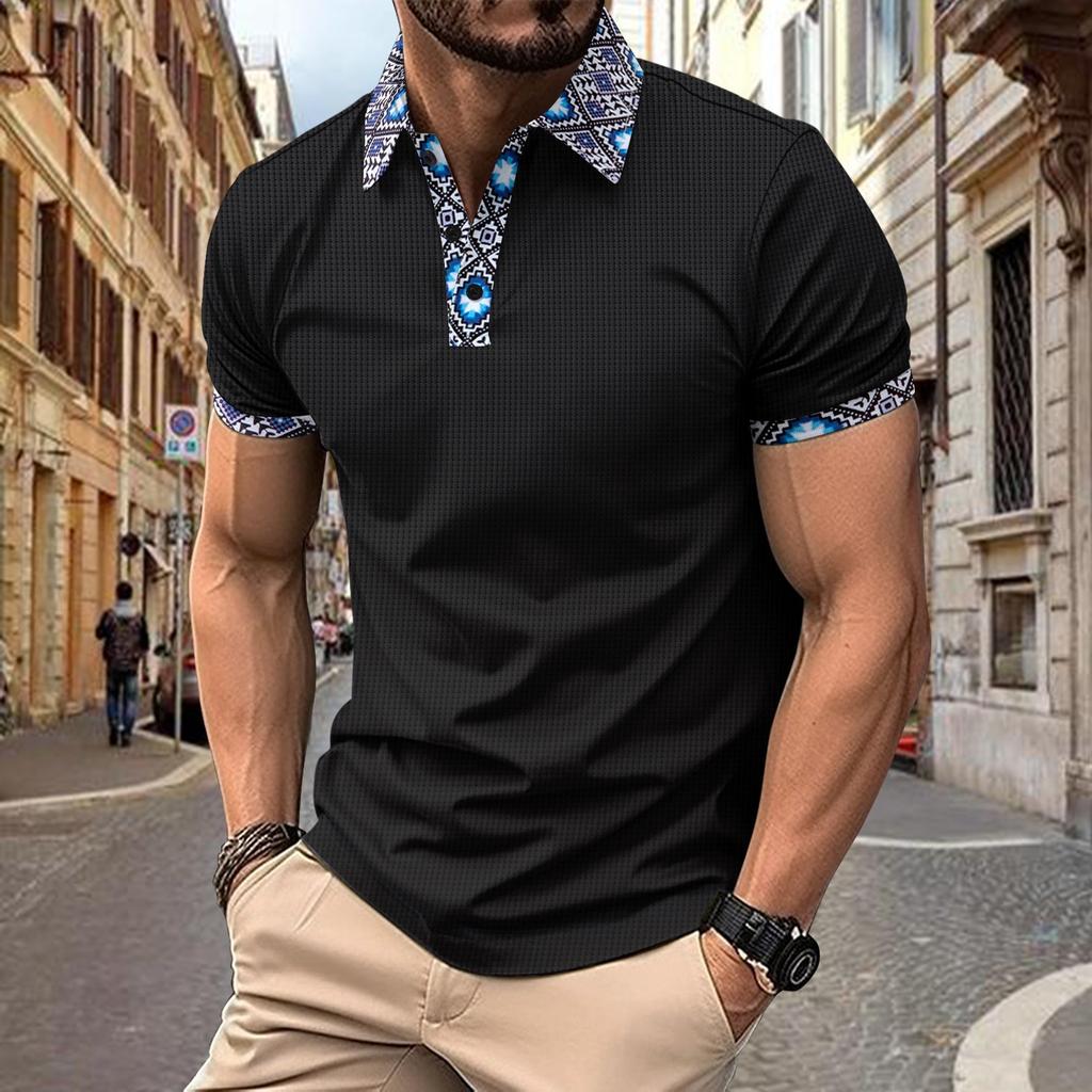 Summer Men's Short-Sleeved Polo Shirt with Button Placket Men's Sports Top