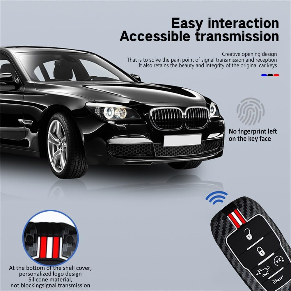 ontto Fit for Ram Key Fob Protector Vehicle Key Case Compatible with Dodge Ram 1500 2500 3500 4500 5500 2019-up,Antiscratched Carbon Texture Car Key