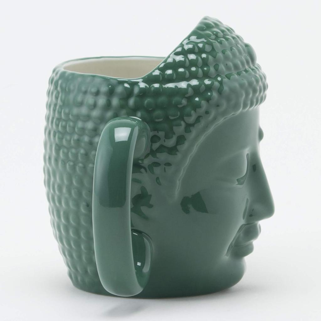 Sun Art Porcelain Funny Tableware Mug 300ml Green Funny Present Birthday Gift Funny Miscellaneous Goods Ranking Funny Goods SAN2665 "Great Buddha"
