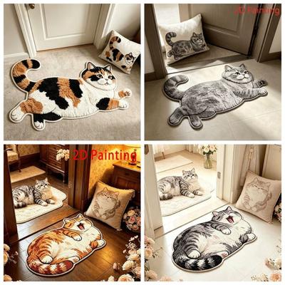 Non-Slip Home Decor Carpet Anti-fouling Cartoon Carpet Cute Cat-Shaped Area Rug  Bedrooms