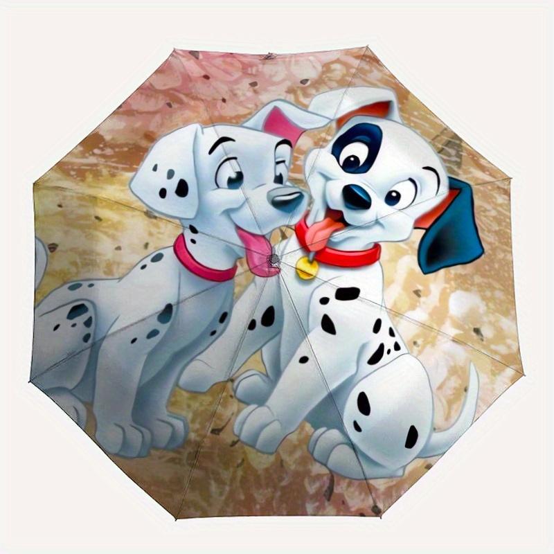 101 Dalmatians Automatic Open/CloseCartoon Umbrella-CuteUmbrella with Cute Design, Portable 3-Fold Compact Umbrella for Men & Women, Valenti