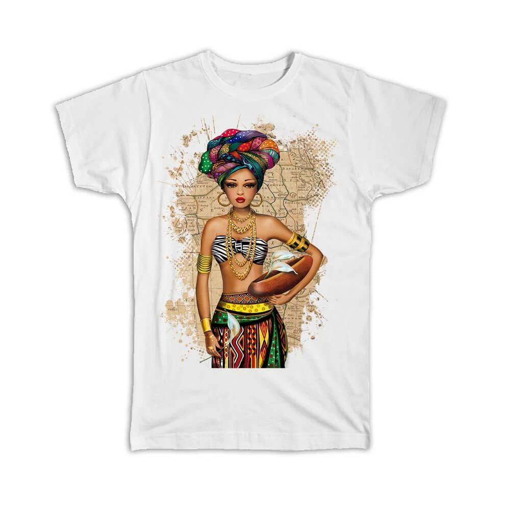 

Gift T-Shirt : African Woman Map Ethnic Art Black Culture Ethno XL