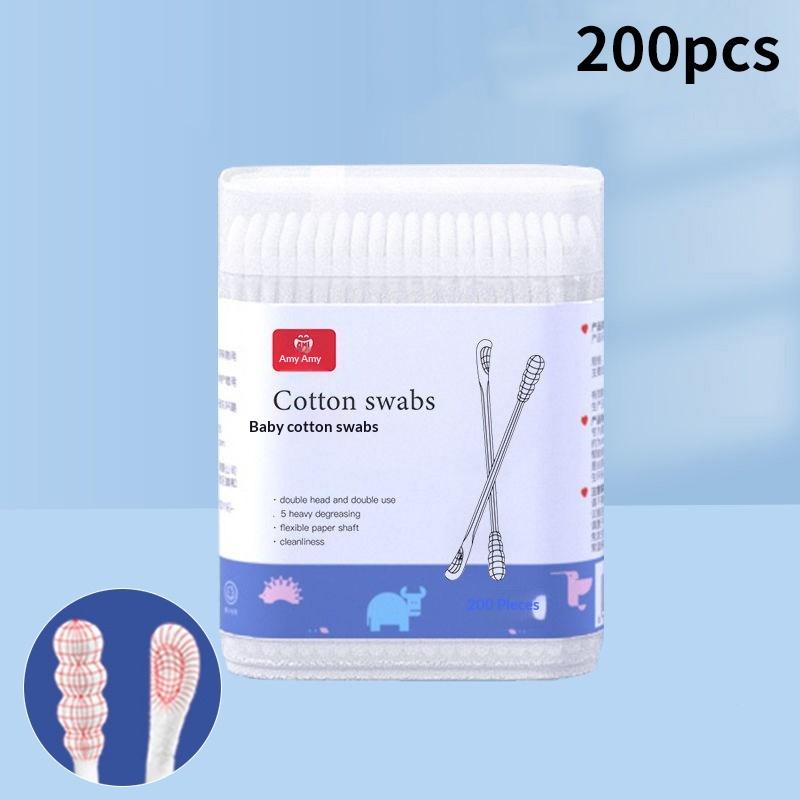 200 Pcs Baby Swabs Baby Double-Ended Ultra-Fine Cleaning Swabs For Delicate Ears - Soft And Safe For Newborns And Toddlers