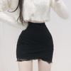 South Korea's Dongdaemun Lace Trim Sexy High Waist Slimming Mini Skirt for Women