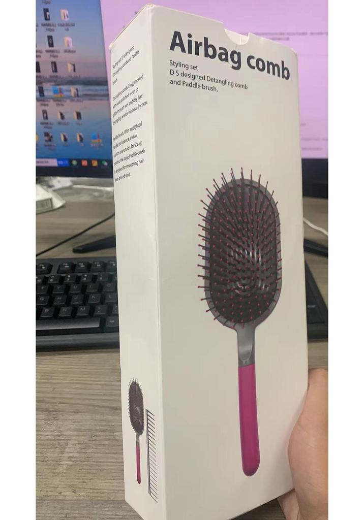 Douyin Anti-Static Fluffy Hair Cushion Comb Set: Girls' Massage & Air Cushion Comb, 2 Pieces.