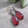 Huajie Charming Red Zircon Inlay for Women Pendant Earrings Vintage Style Dainty Ear Stud  Fashion Trend