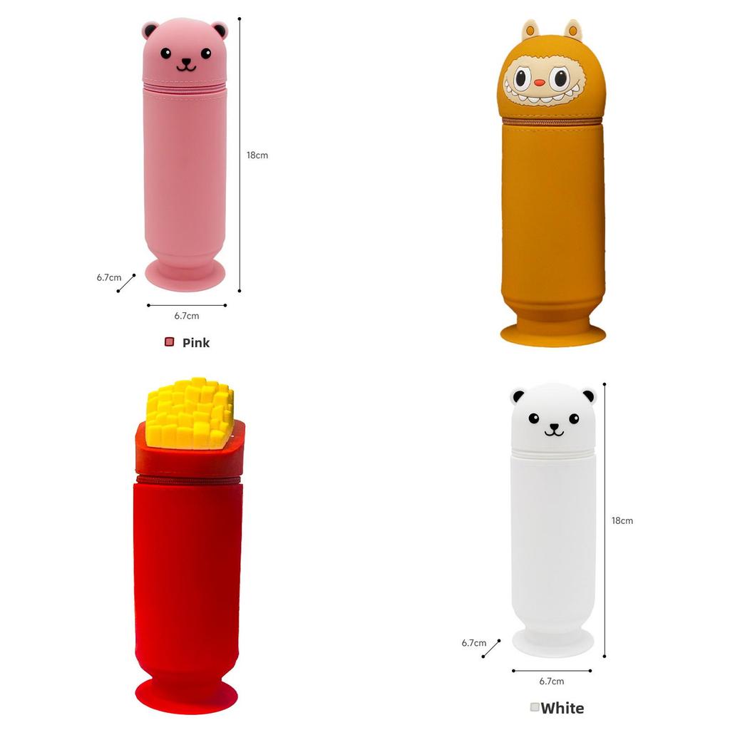 Cute Cartoon Silicone Pencil Case With Expandable Foldable Storage For Students And Kids