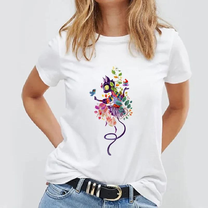 Women T Shirt Simple Design Tops Panda Printed Female Tee T Shirts Casual Basic Summer White Tshirt Kawaii Lady Tshirts 2021