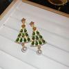 Crystal Rhinestone Pendant Star Christmas Tree Earring Studs Merry Christmas Earrings  Girls