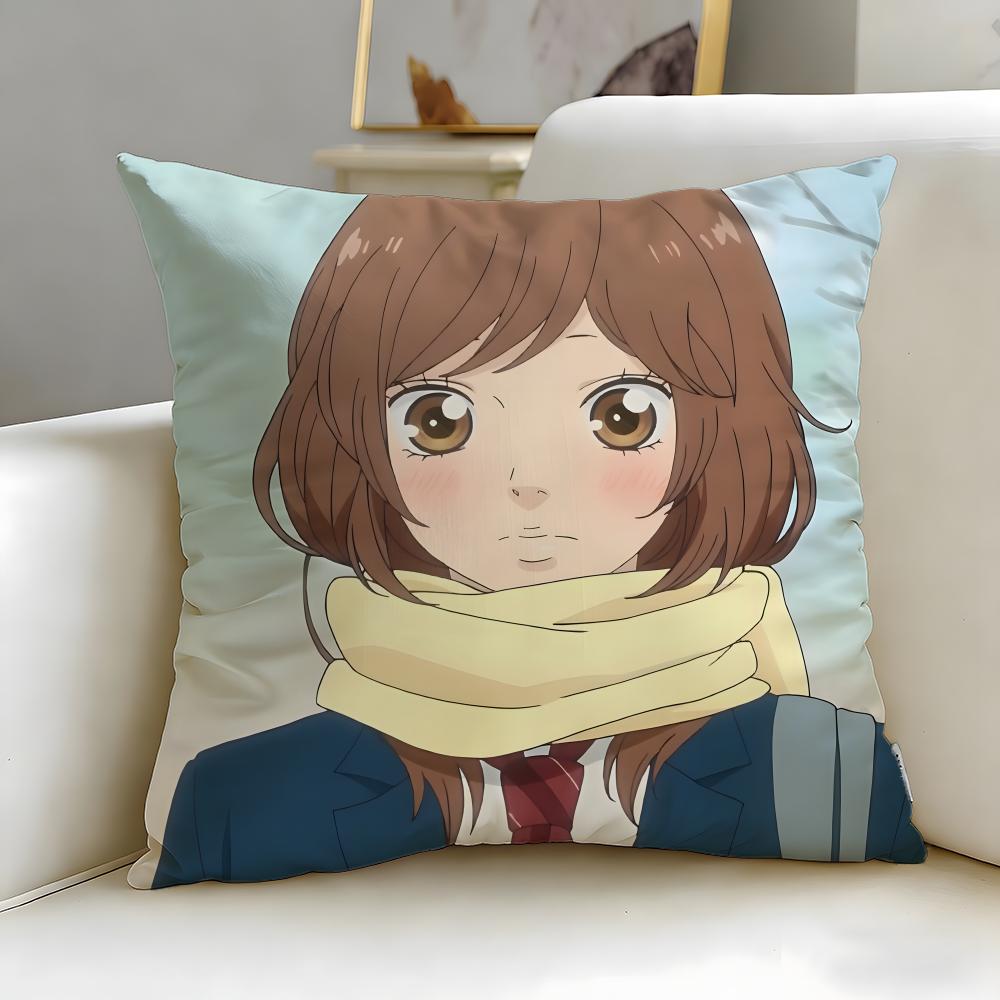 classic manga Ao Haru Ride Cushion Cover Soft & Easy-Wash Pillow Case – Versatile for Couch, Bed, Travel and Office