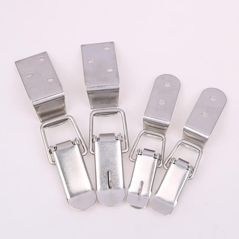 90 Degrees Duck-Mouth Buckle Hook Lock Stainless Steel Spring Loaded Draw Toggle Latch Clamp Clip Silver Hasp Latch Catch Clasp