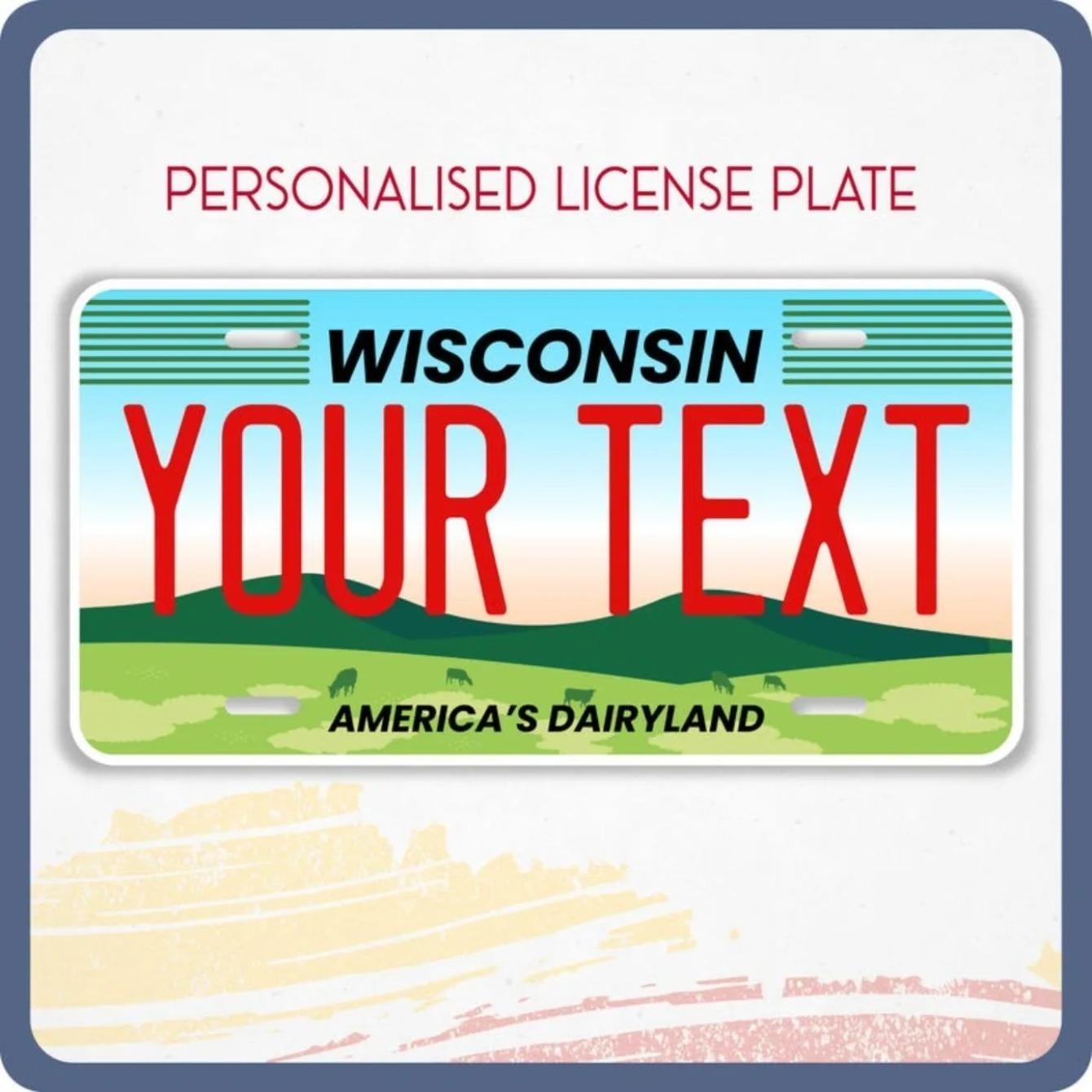 

Custom Wisconsin License Plate Metal Sign Garage Man Cave Wall Decor белый