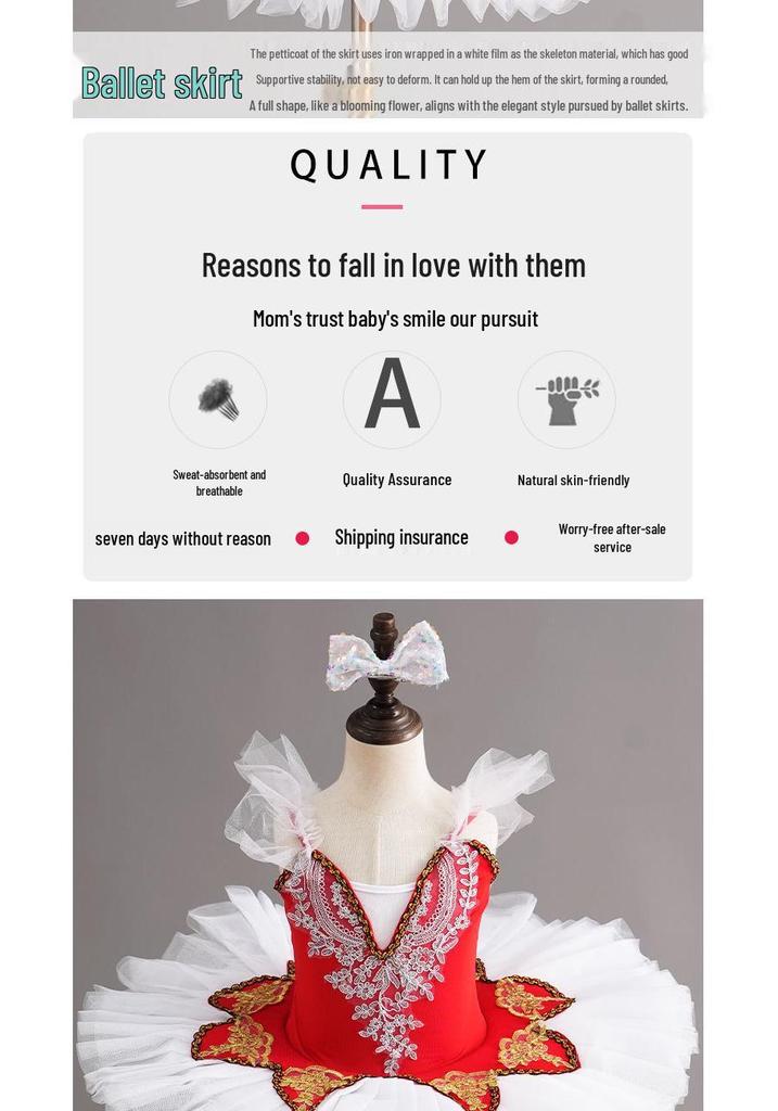 Children's Little Swan Ballet Tulle Skirt - Princess Dance Costume for Girls