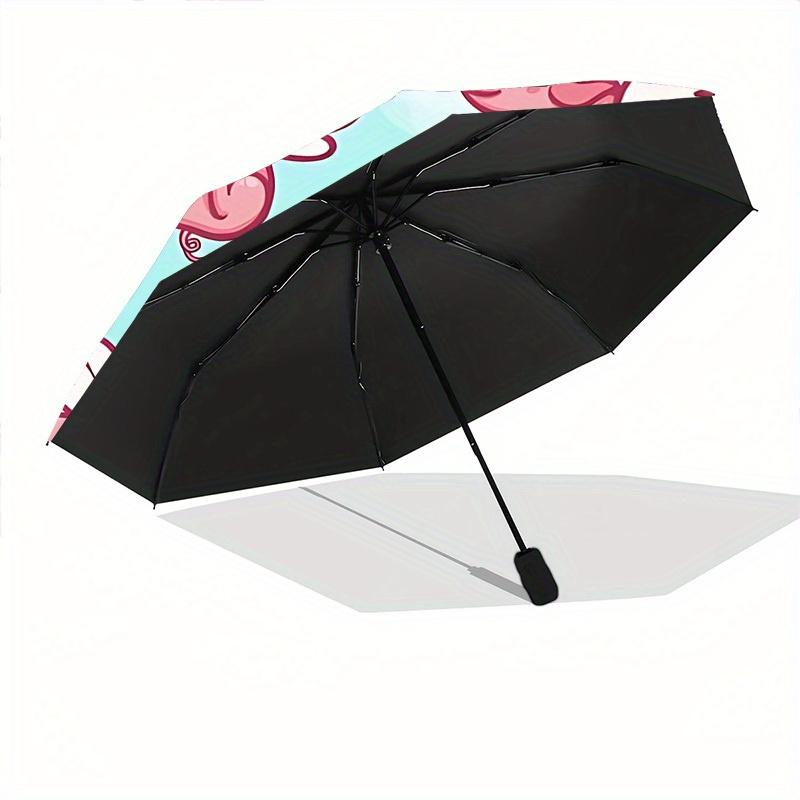 1pc Flying Pigs Automatic Folding Umbrella Portable Collapsible Design, 8-Rib Iron Frame, Durable Fabric, All-Season Casual Outdoor 149