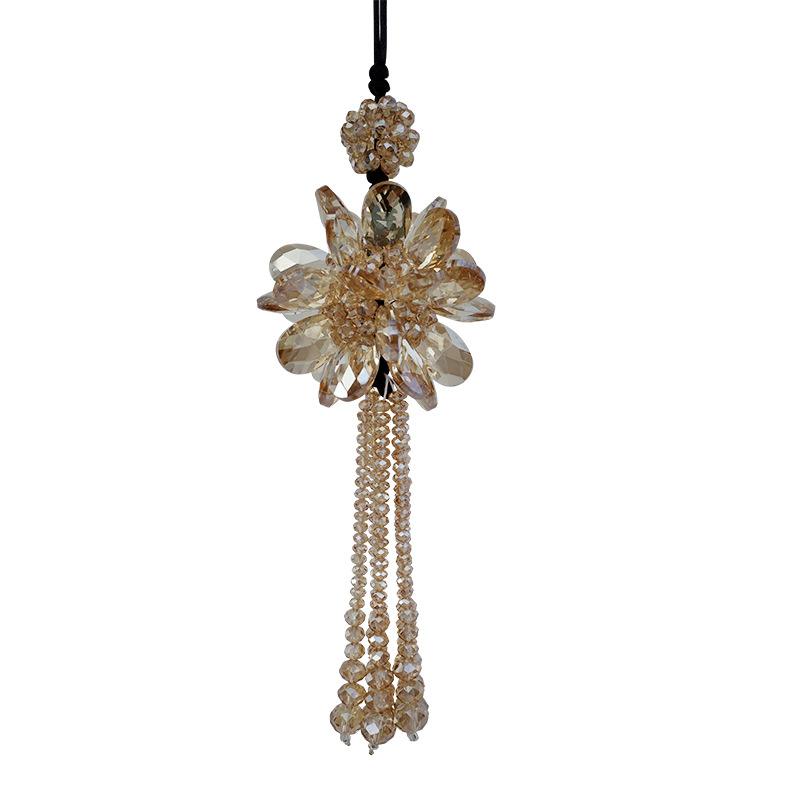 Car Rearview Mirror Pendant Creative Exquisite Sunflower Crystal Tassel Craft Pendant Ladies Car Fashion Interior Decoration