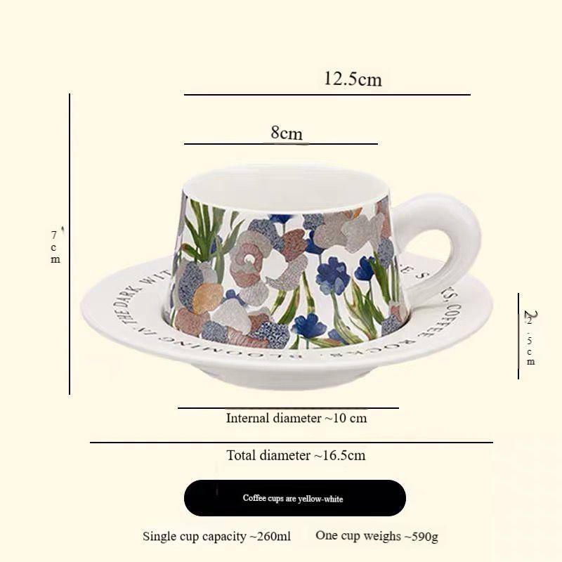 

Премиальная винтажная кружка, нишевая кружка с цветком, керамическая кружка для кофе, расписанная вручную кружка для латте, подарок на день рождения