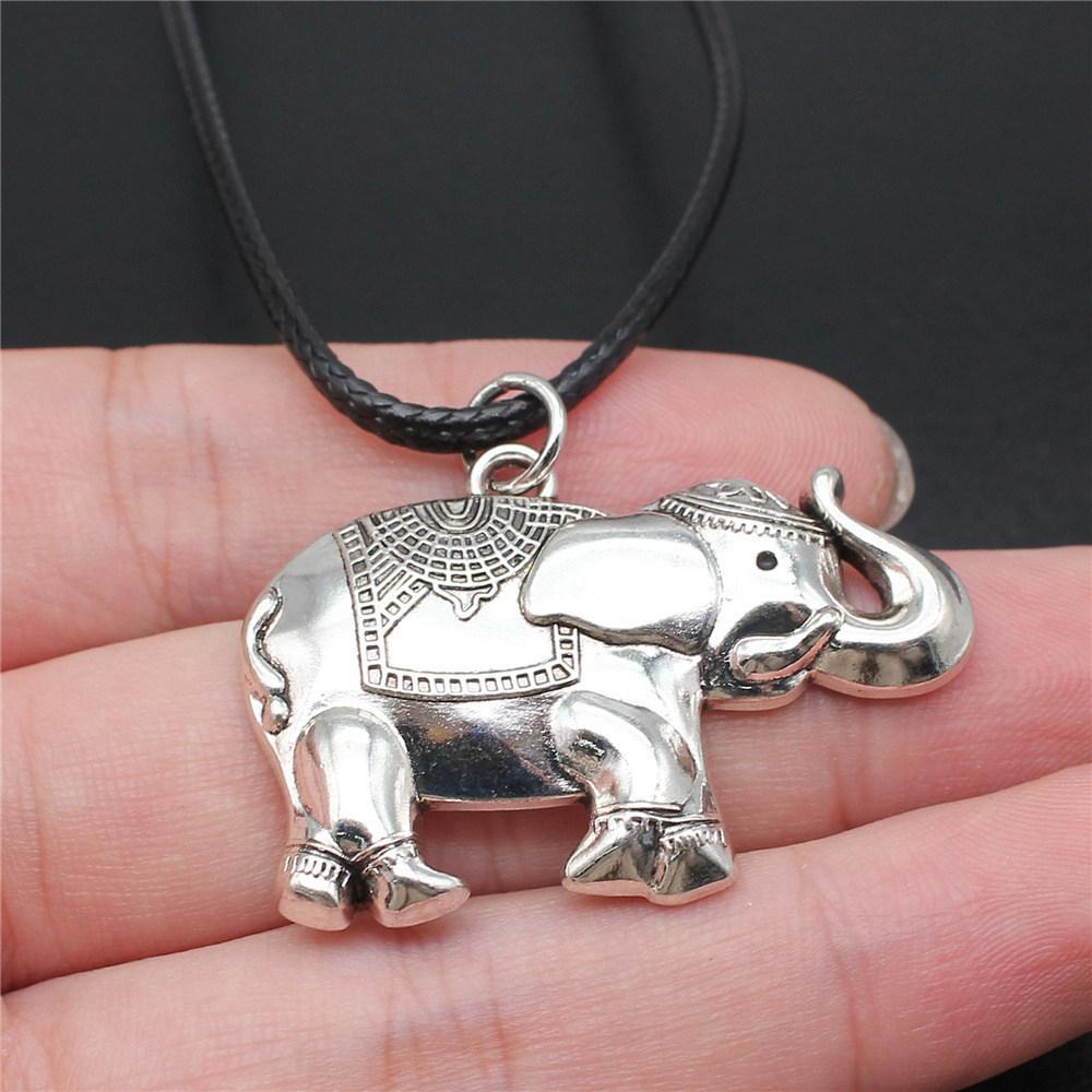 45cm Necklace Leather Chain Big Elephant And Horse Wedding Jewelry Findings QN027