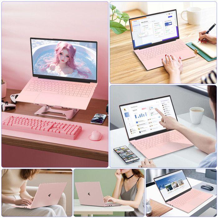 Ordinateur Portable - Win11 Pro - PC Portable -15.6 Pouces -AMD 3050E RAM 8Go+Stockage 256Go SSD - Expansible 6TB-2.4G+5G WiFi-Rose