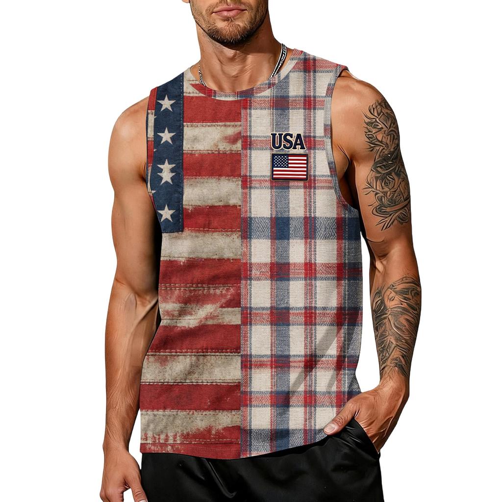 Men 4th Of Shirts USA Muscle Sleeveless Shirt Patriotic Tank Tops