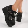 Klobige Plateaustiefeletten Damen Winter Y2K Dicke Sohle Denim Damen Schwarz Gothic Lolita Schuhe